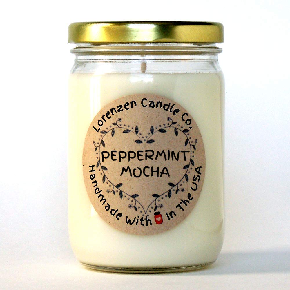 Peppermint Mocha Soy Candle, 12oz | Handmade in the USA with 100% Soy Wax