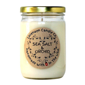 Sea Salt & Orchid Soy Candle, 12oz | Handmade in The USA with 100% Soy Wax